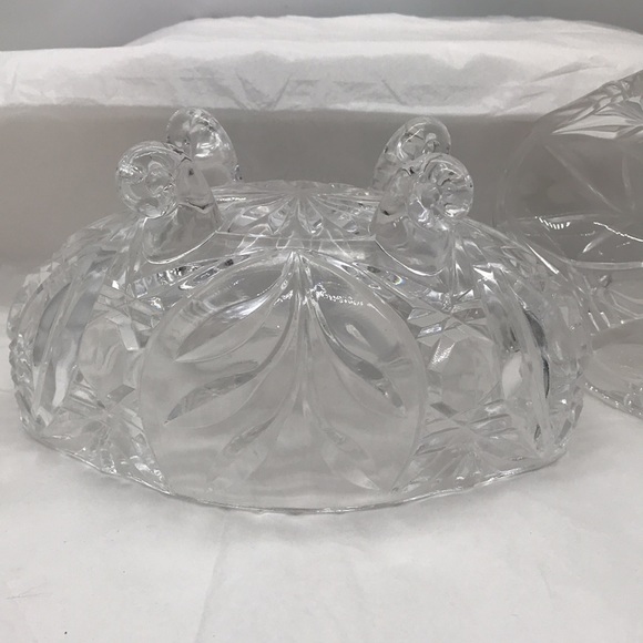 Vintage Cut Glass, Crystal Clear, Candy Footed Bowl With Lid - Picture 6 of 9